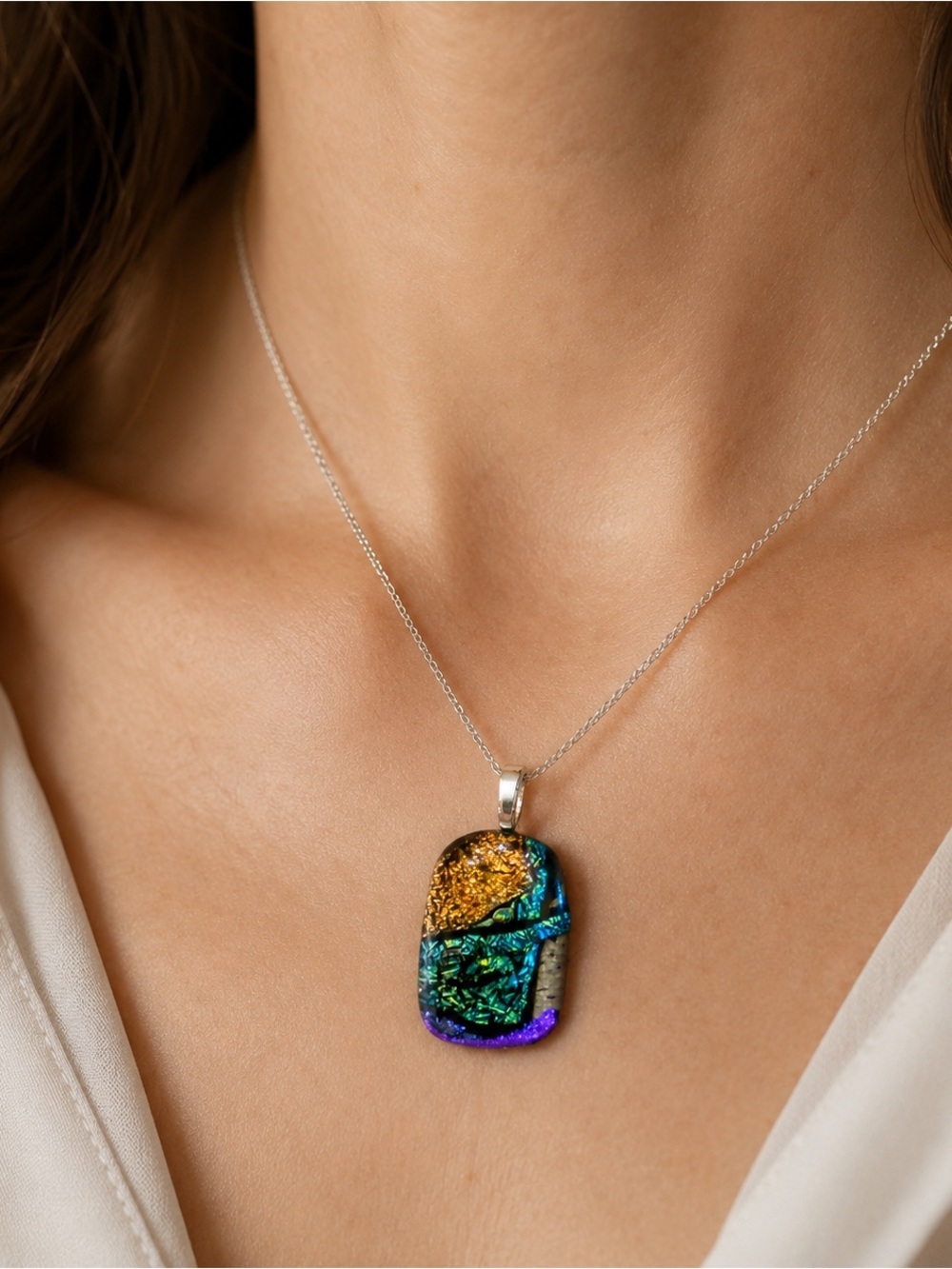 Multicolor Glass Pendant Necklace
